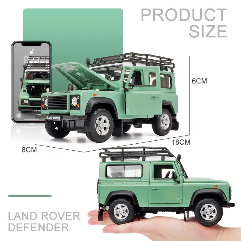 Welly 1:24 Land Rover Defender ArmyGreen модель автомобиля из сплава отлитые и игрушечные