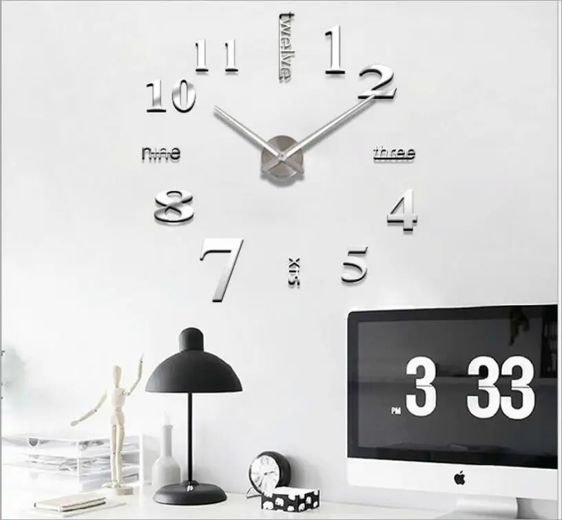 3D настенные часы сделай сам зеркальная Настенная Наклейка s креативные съемная
