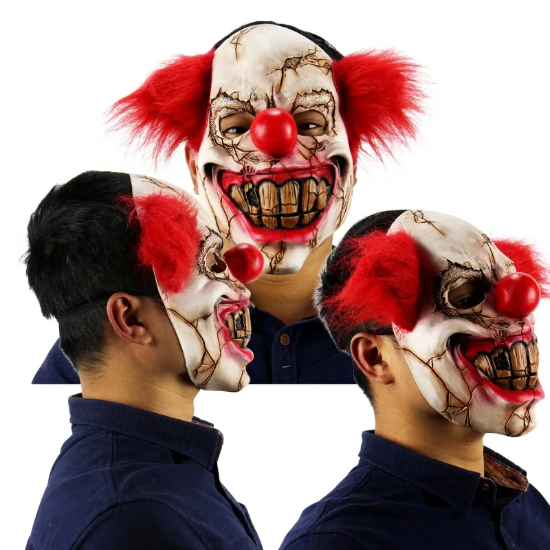 Маскарадный клоун на Хэллоуин, красный рот, призрак, ужас, большой нос, маска для волос, вечерние, праздничные, косплей, товары - Цвет: C
