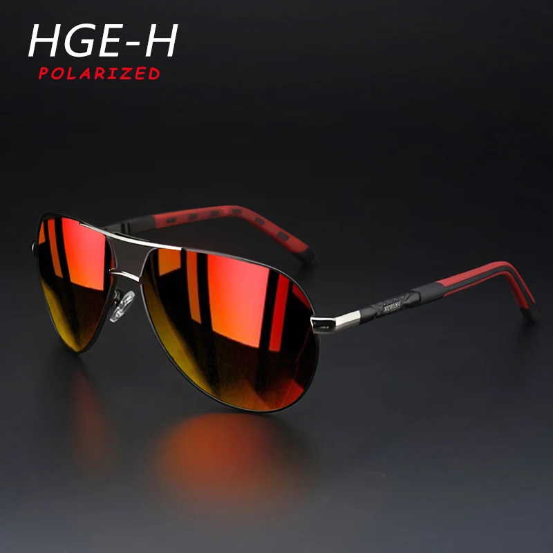 Солнцезащитные очки HGE-HMen поляризационные классические винтажные алюминиевые