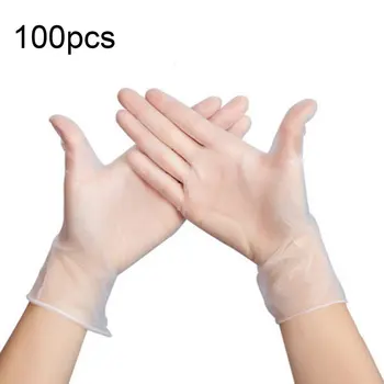 

Disposable pvc gloves Transparent Powder-free food processing protective gloves Catering nail inspection gloves 100 Pieces