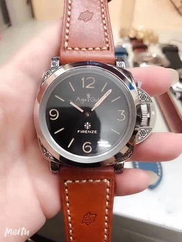 

Luxury Brand New Automatic Mechanical Men Sculpture Flower Black Brown Blue Leather Sapphire Stainless Steel No Date Watch AAA+