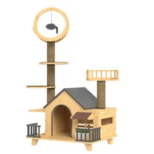 

Solid Wood Cat Climbing Frame Luxury Cat Villa Large Cat Nest Cat Tree Cat Scratch Trees Integrated Cattery Semi-Closed Cat
