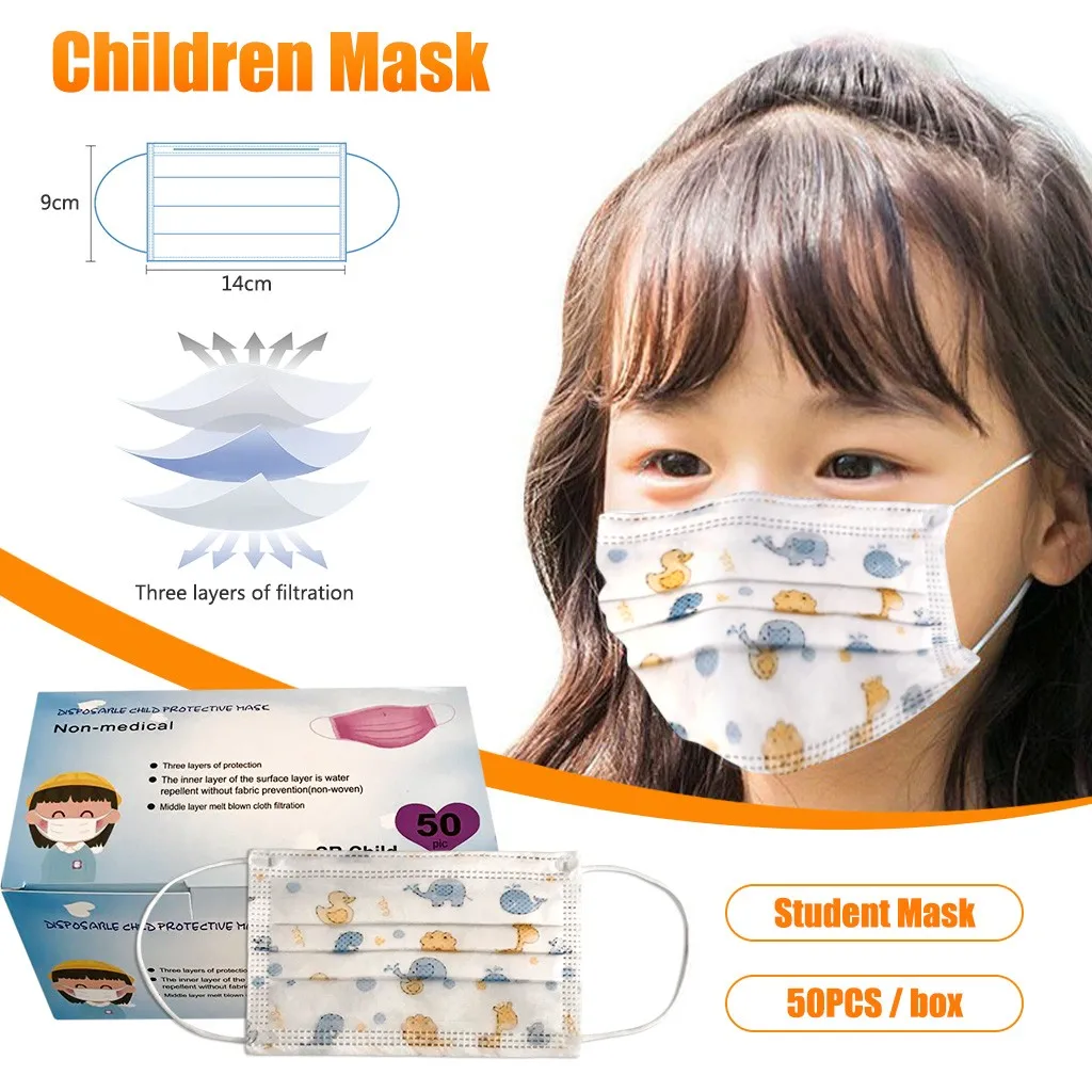 50 шт. в упаковке Детская Mouthmask одноразовые Mascarillas Pm2.5 доказательство уход за кожей