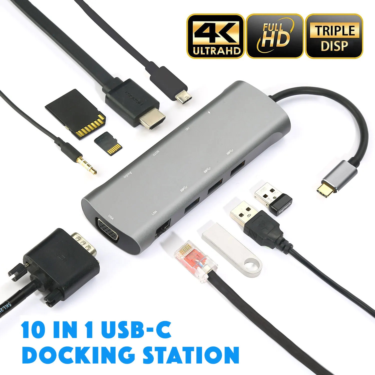 USB Type C док-станция 10 в 1 для MacBook MateBook PC ноутбук адаптер 3 0 порт 4K HDMI VGA RJ45 Gigabit Ethernet |