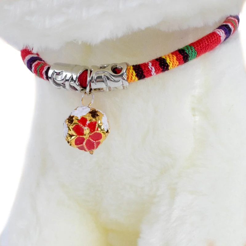 

Pet Bell Dog Collar Cotton Bohemia Colorful Neck Strap With Puppy Cats Grooming Dogs Cats Bohemia Collar With Bell Accessories