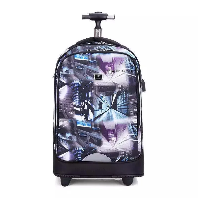 20" Inch Carry On Lazy School Rolling Trolly Bag Travel Backpack Luggage With Wheels