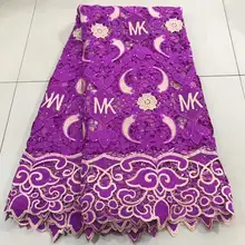 Кружевная ткань, высокое качество, кружевная нигерийская кружевная ткань для женского платья, Африканское Тюлевое кружево с камнями, 5 ярдов за штуку Aimee01