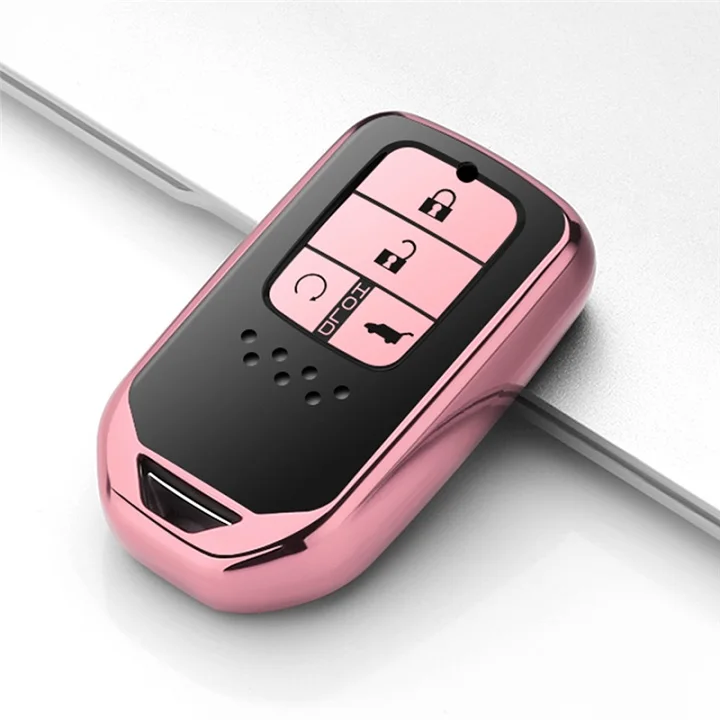 D-Pink Мягкий ТПУ чехол для ПК брелок для ключей Автомобильный ключ чехол для Honda Civic Accord Pilot HR-V для CXV автомобильные аксессуары - Название цвета: D-Pink