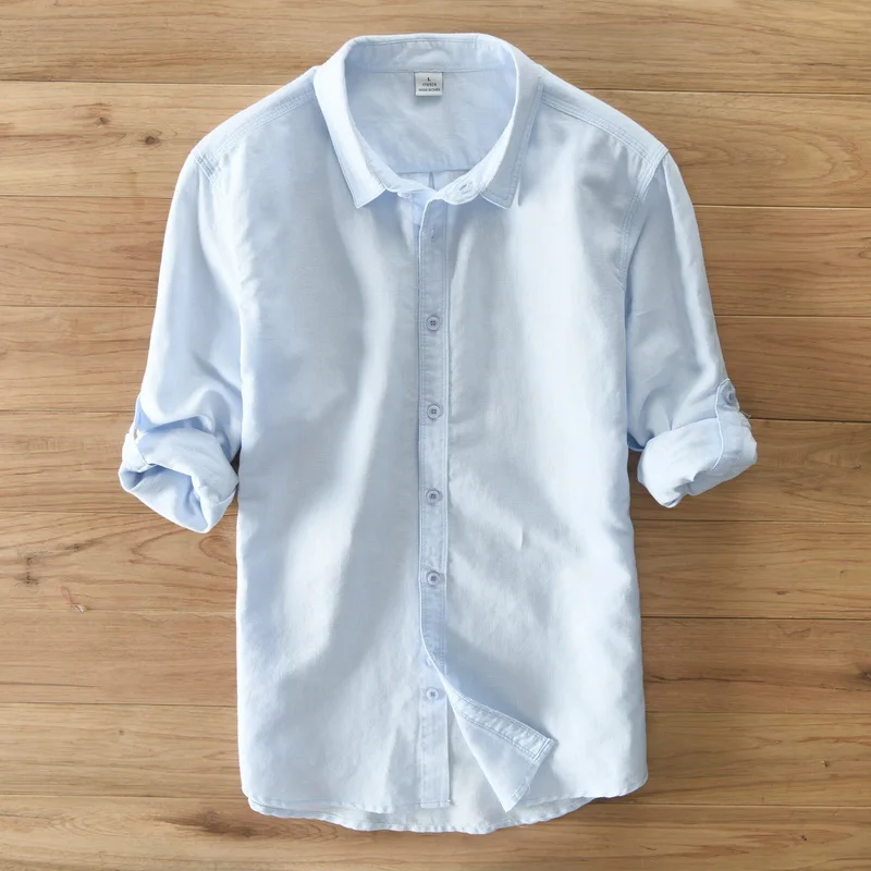 Хлопковая и льняная брендовая мужская рубашка с длинными рукавами, осенние и летние рубашки для мужчин, модные повседневные белые рубашки, Мужская сорочка Camisa