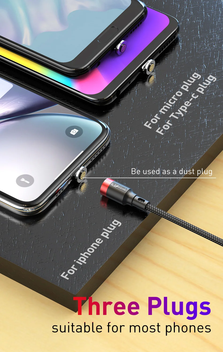 GTWIN 3M Магнитный кабель быстрой зарядки Micro Тип usb C для iPhone 11 samsung S9 магнит Зарядное устройство для передачи данных Зарядное устройство с функцией быстрой зарядки