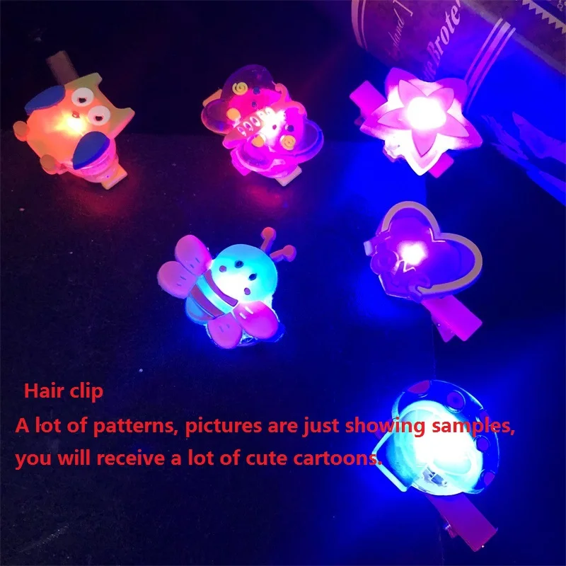 Christmas LED Flashing Soft Brooch Hairpin Cartoon Light Glow Badge Gift New Year For Kid Party Supply Favor