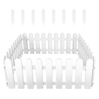 4 Sets Plastic Picket Fences Garden Courtyard Decorative Fences Garden Border Fences (White)