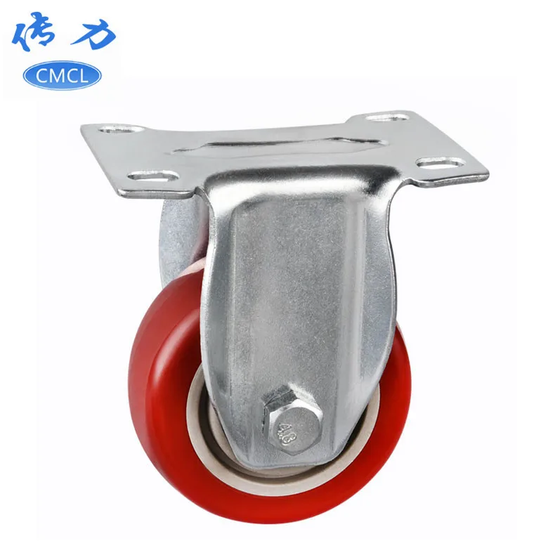 

4 Pcs/Lot Casters 3-inch Directional Wheel - Red Double Shaft Plastic Core Medium Fixed Pulley Mute Caster Pvc
