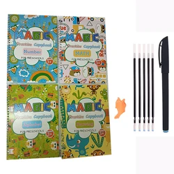 4 Books/Sets of Children's School Copybook 3D Calligraphy Reusable Handwriting Practice Learn Writing English Magic Stationery