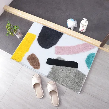 

New flocking floor mat geometric abstract bathroom anti-skid mat home living room bedroom entry mat