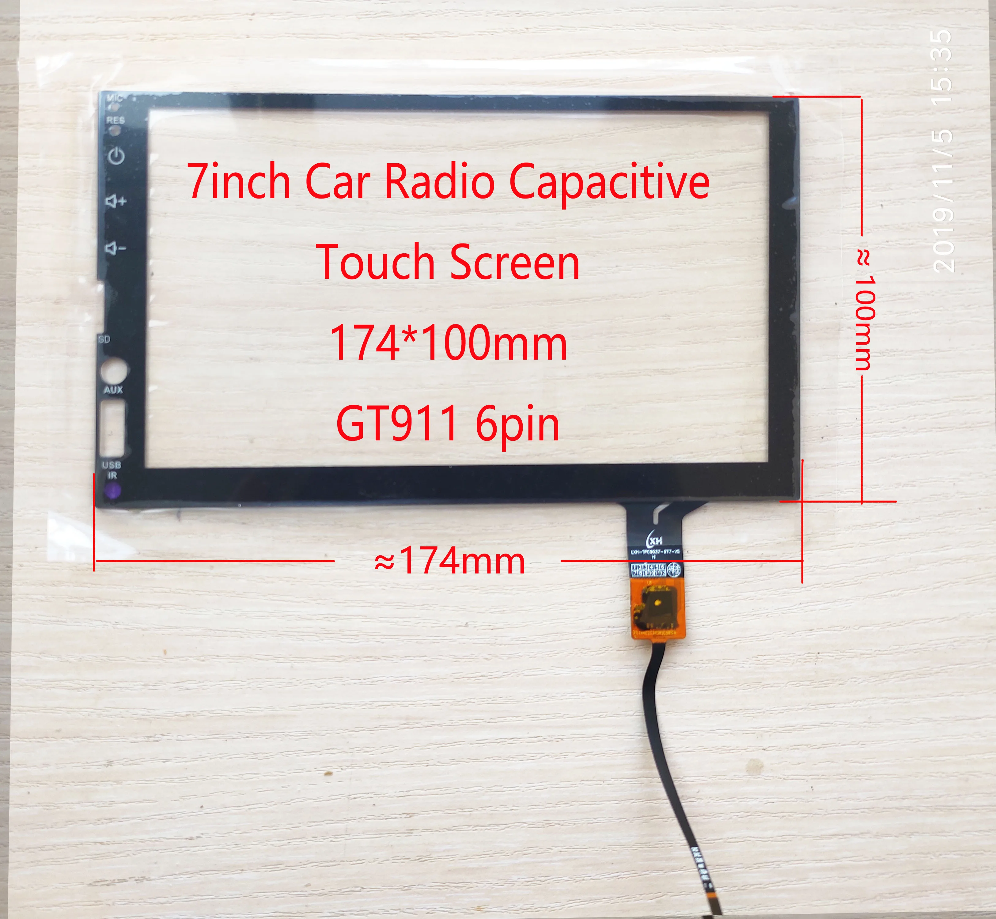 

7 inch Car Radio/PC Capacitive Touch Screen 174*100mm GT911 6pin universal LXH-TPC0037-677-V5