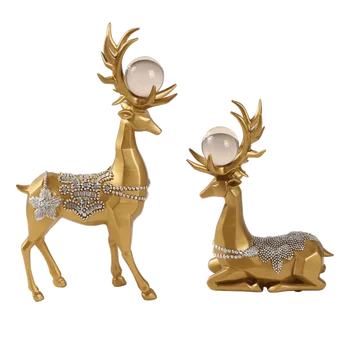

Luxury Nordic Figurine Crafts Resin Art Reindeer Animal Creative Living Room Modern Ornaments Decoracao Home Decor Gift DA60XB