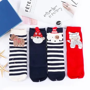 

High Quality 4 Pairs Women's Socks Cotton Santa Claus Christmas Snow elk gift Socks Short Socks for Girl Christmas Gift
