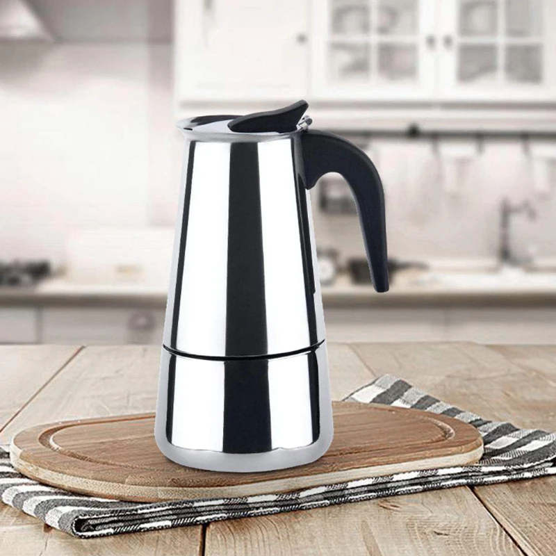 

2/4/6/9 Cup Stainless Steel Espresso Maker Moka Coffee Mocha Coffee Pot Stovetop Filter Percolator Tool 100/200/300/450ML