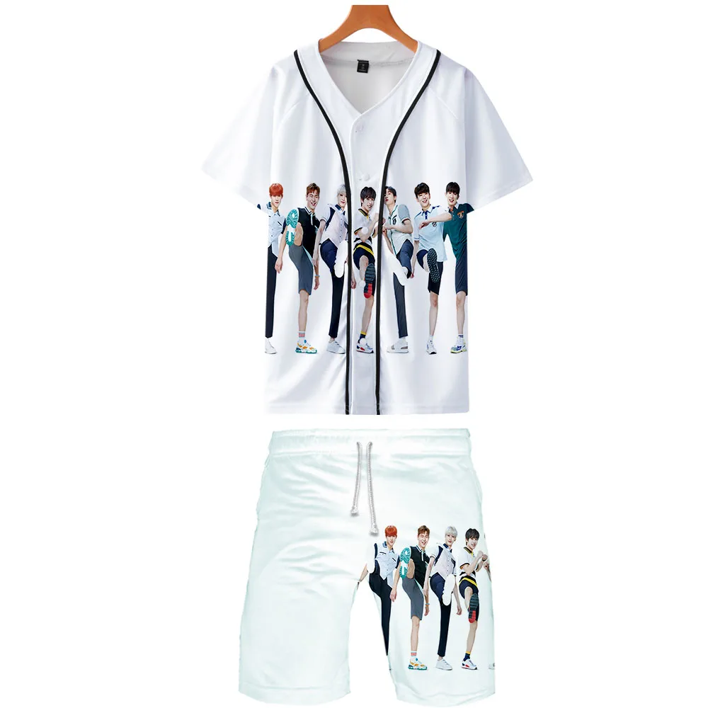 Новинка MONSTA X, комплект из двух предметов с 3D принтом, летние футболки Бейсбол+ повседневные шорты, Мода, модная уличная одежда