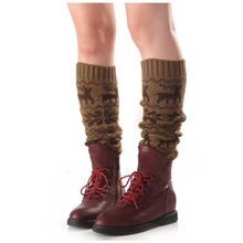 5 цветов, вязаные крючком зимние длинные гетры, модные женские носки для девочек, теплые мягкие Носки с рисунком рождественского оленя