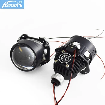 Ronan 40W 2.5 ''bi-Led 렌즈 H1 H4 H7 9005/9006 소켓 자동차 헤드 라이트 개조 업그레이드 전체 키트, LED 슈라우드 포함 흰색 노란색