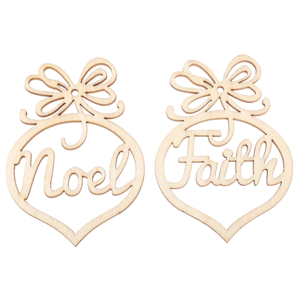 Set of 6Pcs Wooden MDF Faith Noel Hope Love Joy Tags Christmas Decoration