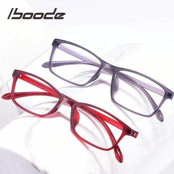 

iboode New Ultralight TR90 Square Reading Glassses Anti Blue Ray Business Reading Eyewear for Women Men Blue Light Blocking