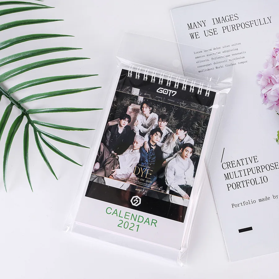 Calendario de mesa de año 2021, doble tesoro, GOT7, 17. °, marco de fotos Kpop, doble tesoro, GOT7, calendario de mesa k-pop