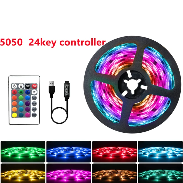 WS2812B Bluetooth 5050 5V USB Led Strip Lights RGB 1M-30M Chase Effect TV BackLight Room Decoration Tape Diode Flexible Ribbon 5050 24key