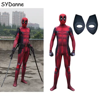 

Movie Deadpool Cosplay Costume Superhero Bodysuit Suit Customized Jumpsuit Mask Cosplay Deadpool For Adult Kids Men Party