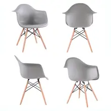 EGGREE Set of 4 Plastic Dining Chairs Retro Modern Armchair Solid Wood Legs for Dining room Kitchen Room Bedroom Home Office EGGREE Set of 4 Plastic Dining Chairs Retro Modern Armchair Solid Wood Legs for Dining room Kitchen Room Bedroom Home Office