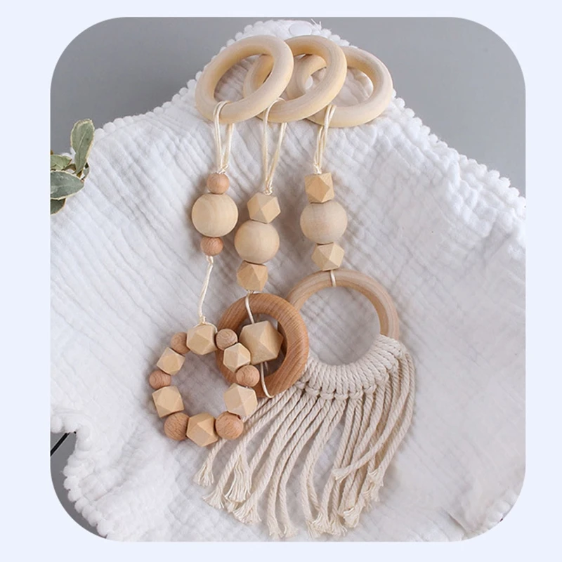 3Pcs/Set Nordic Style Baby Play Gym Frame Pendants Wooden Activity Gym Frame Stroller Hanging Pendants Baby Play Toys