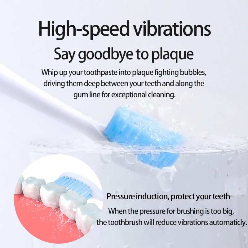 UBALUN электрическая зубная щетка Магнитная подвеска электрическая перезаряжаемая зубная щётка ультра звуковая электрическая зубная щетка 5 8 насадок