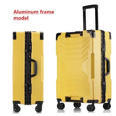 Чехол на колесиках из поликарбоната с алюминиевой рамой, сумка на колесиках, модная Высококачественная коробка для мужчин и женщин - Цвет: yellow
