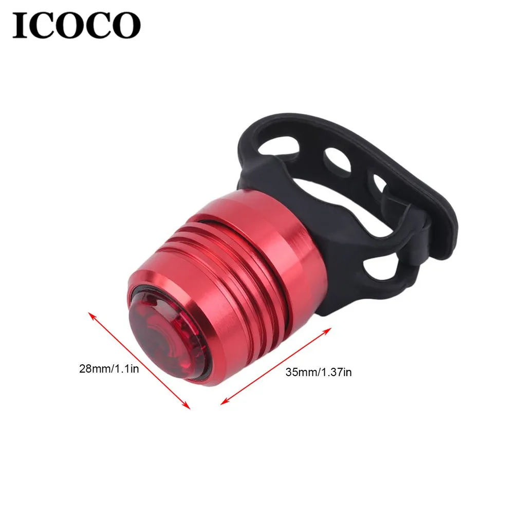 ICOCO USB Перезаряжаемые Алюминий сплав силиконовый чехол со светильник с 3-режим для велосипеда велосипедный задний Предупреждение красный светильник оптом