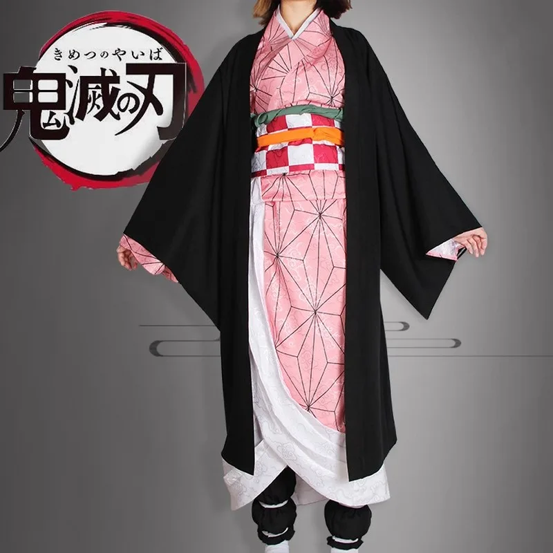 Japanese Hot Anime Demon Slayer Suit Kimetsu no Yaiba Kamado Nezuko Lovely Kimono Uniform Cosplay Costume Any Size Drop Shipping