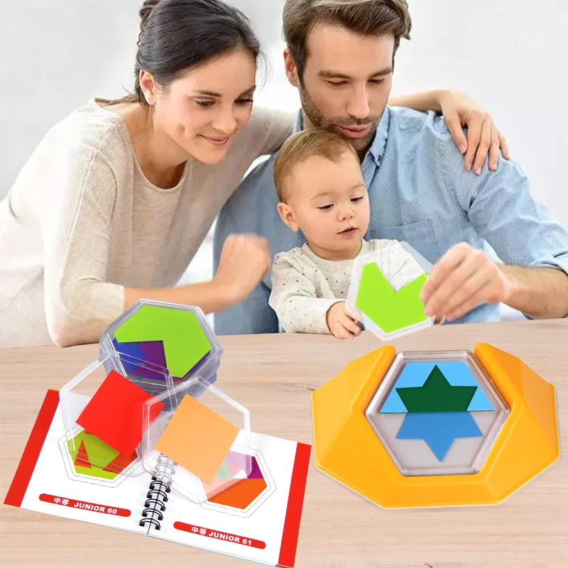 

Spot Tangram 100 Challenge Color Code Puzzle Games Jigsaw Board Puzzle Toy Kids Develop Logic game Spatial Reasoning Skills Toy