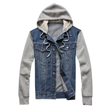 

New Denim Jacket Men Hooded Sportswear Outdoors Casual Fashion Jeans Jackets Hoodies Cowboy Mens Jacket and Coat Plus Size 5XL