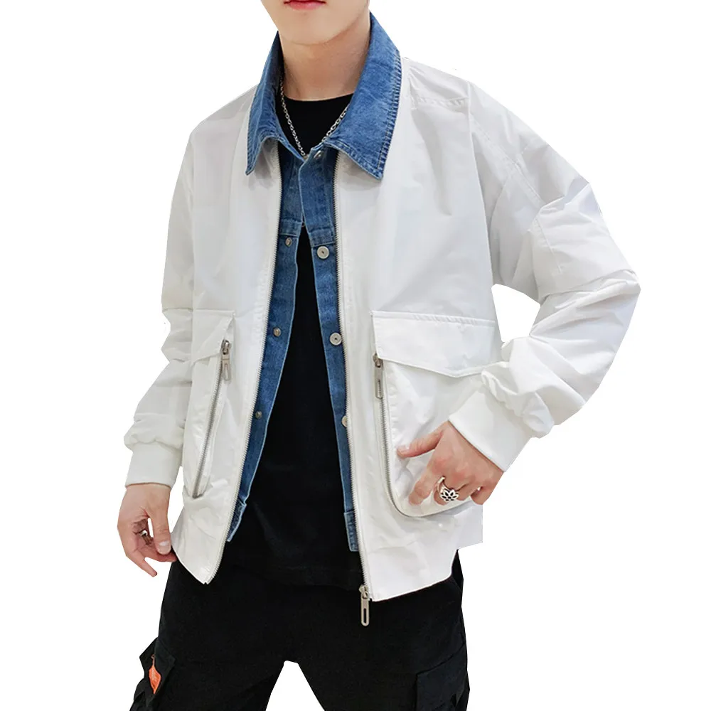 

Autumn Fake Two-piece Jacket Men Fashion Casual Tooling Jacket Man Big pocket Streetwear Wild Hip-hop Loose Bomber Jacket L-4XL
