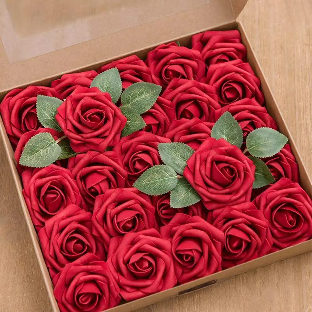 25PCS Artificial Rose Flowers Real Looking Fake Roses For Wedding