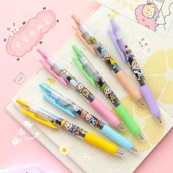 

6PC Press The Neutral Pen Creative Straight Liquid Rollerball Pen Student Use Cute Sign Water Pen School Supplies Stationary