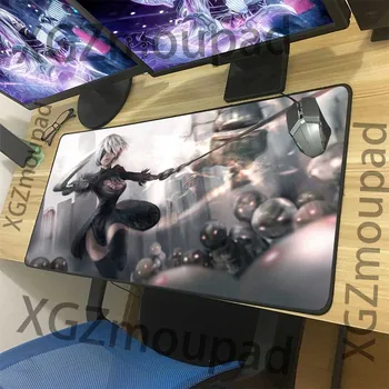 

XGZ Customized Large Mouse Pad Black Lock Edge Anime NieR: Automata Robot Office Computer Desk Mat Natural Rubber Non-slip Xxl