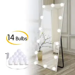 Голливуд DIY светодиодный группа ламп полосы комплект с 14 лампочки с регулировкой силы света для туалетного зеркала и туалетный столик