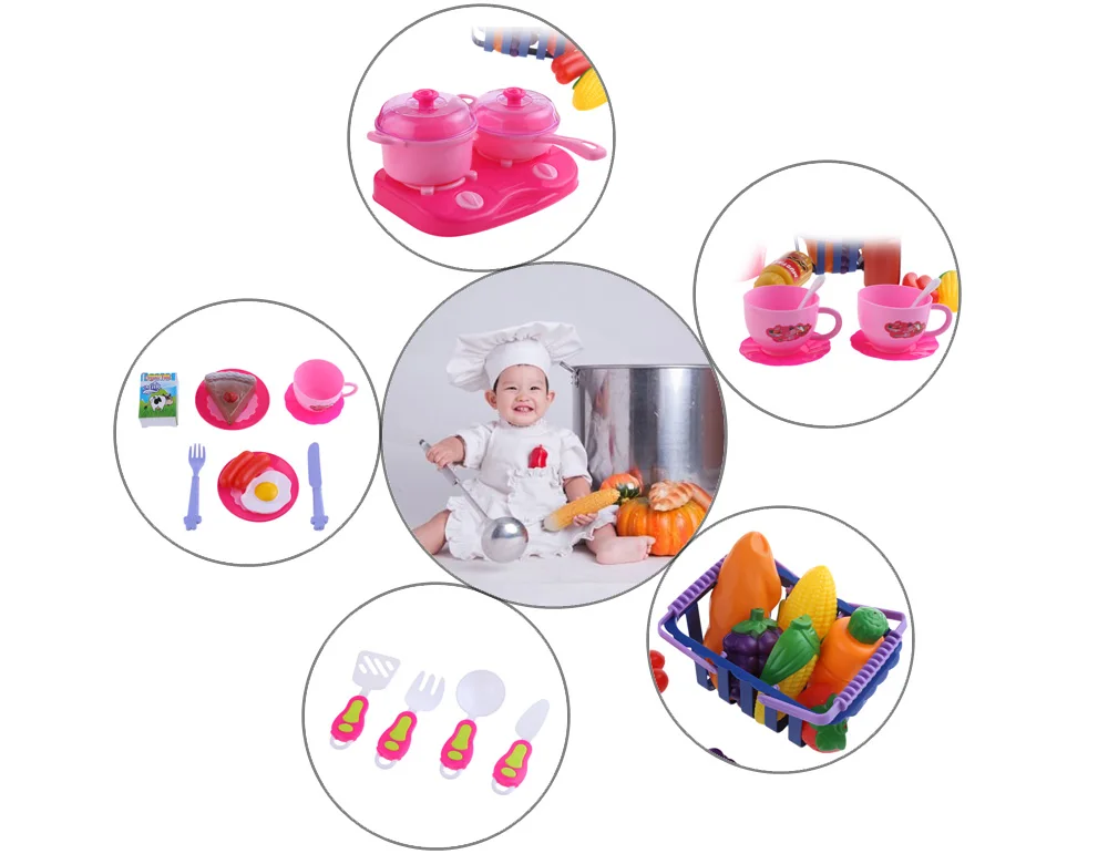 

54-piece set of home simulation kitchen utensils vegetables and fruit toys colorful cooking tableware birthday gift WJ-55