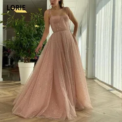 LORIE Fairy Shiny Prom Dress 2021 Pink A-Line Arabic Evening Celebrity Gown Party Dresses for Women vestido de fiesta largo