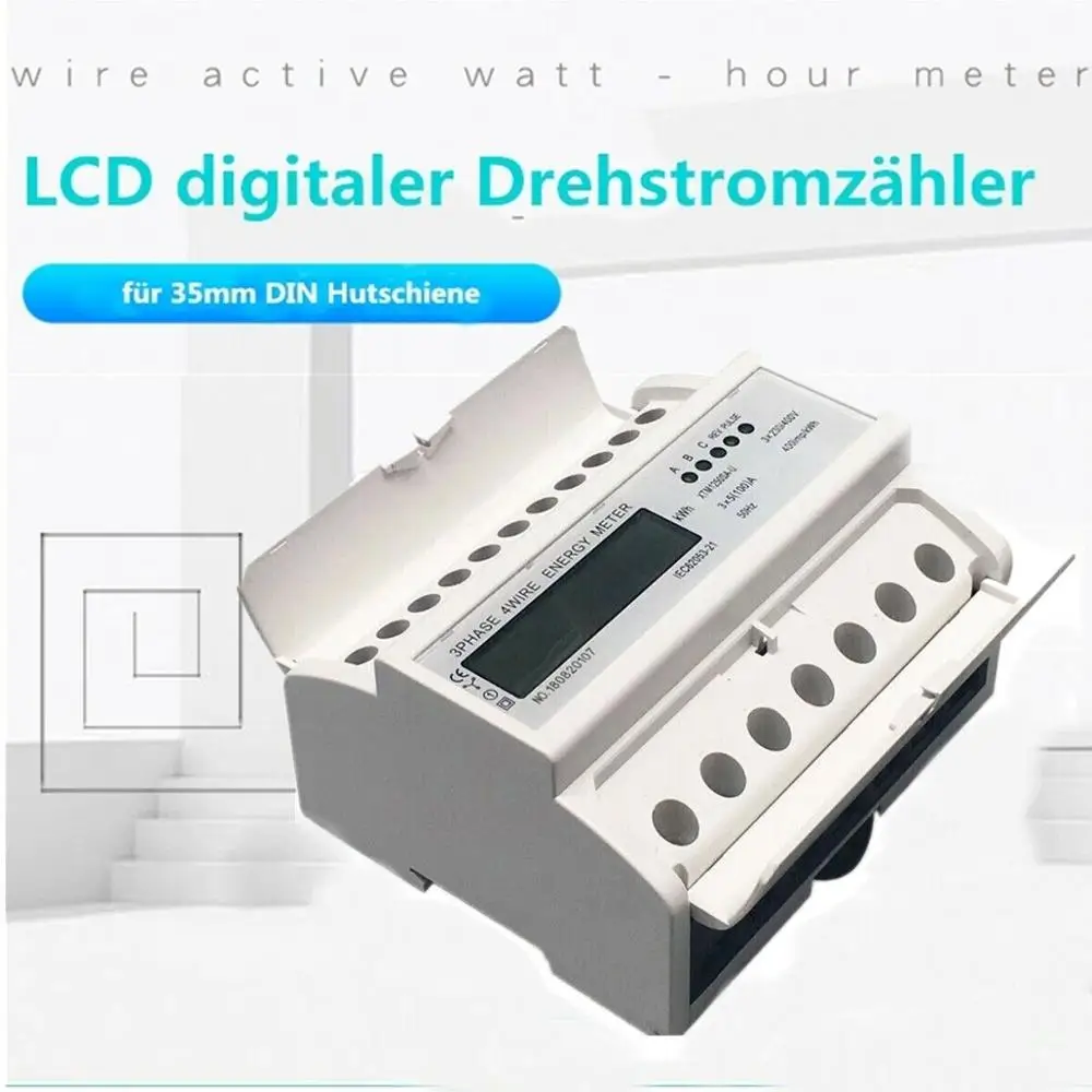 

LCD 5 (100) A three phase meter calibrated Electricity Meter DIN Rail for DIN Rail + 3x230/400V Power Electric Meter