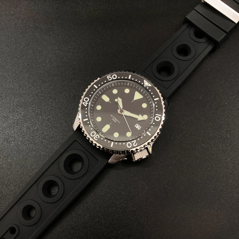 black strap 2 Tuna SKX007 модные автоматические часы NH35 Mov не 200m водостойкий сапфировое стекло нержавеющая сталь Часы для дайверов для мужчин - Цвет: black strap 2