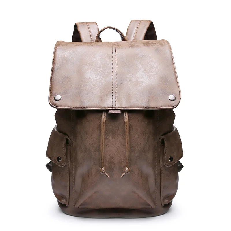 

Fashionable college students' backpacks Korean version of computer bags trend leather trendy men's street bags outdoor backpacks